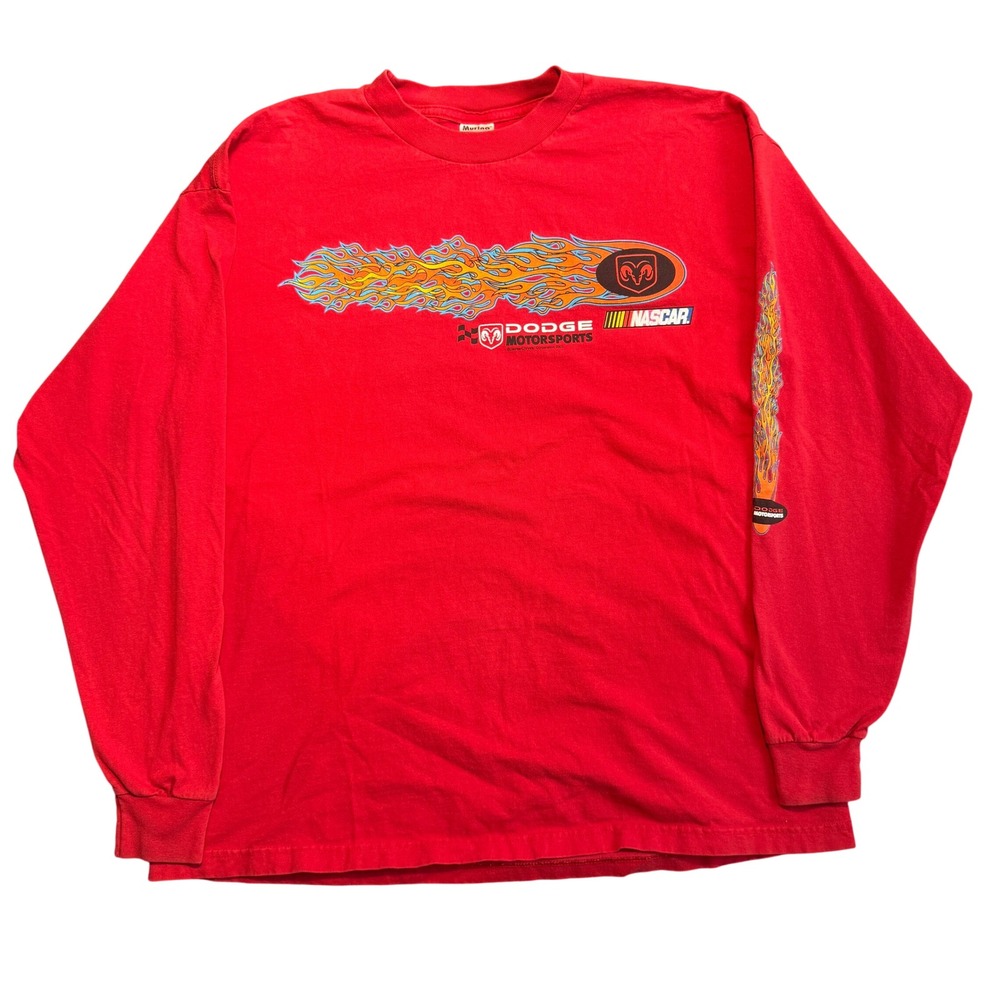 Vintage Dodge Motorsports NASCAR Flame Long Sleeve Shirt Red XXL Murina USA
